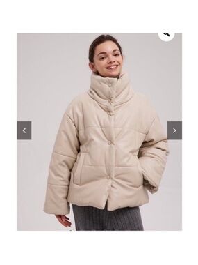 Silk Maison versatile quilted faux leather puffer jacket NWT neutral